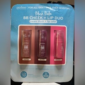 Purlisse Multi-Balm Blush Lipstick 3 Pack Gift Set Berry Nude Pink - New Sealed
